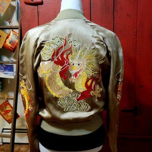 Sheri Bodell Embroidered Bomber Jacket- light olive green - Medium